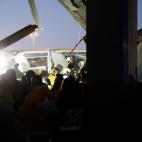 ANKARA, TURKEY - DECEMBER 13 : Rescue workers evacuate injured passengers after high-speed train crashed in Turkish capital Ankara on December 13, 2018. (Photo by Dogukan Keskinkilic/Anadolu Agency/Getty Images)