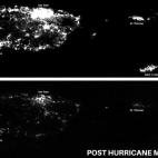 El antes y despu&eacute;s de Puerto Rico por la noche tras el paso del hurac&aacute;n Mar&iacute;a.