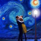 Ryan Gosling y Emma Stone (La La Land), en La noche estrellada de Van Gogh.