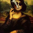 Helena Bonham Carter (El club de la lucha), como la Mona Lisa, de Leonardo Da Vinci.
