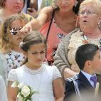 Paula Echevarr&iacute;a en la procesi&oacute;n del Corpus Christi en la que sali&oacute; su hija Daniella por Cand&aacute;s, Asturias, el 18 de junio de 2017.