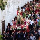Domingo de Ramos, Procesión de la Burrita, imagen de Jesús entrando en Jerusalén (calle Virgen de la Luz)