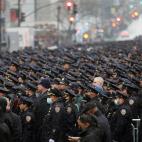 NEW YORK, NEW YORK - JANUARY 28: Thousands of police officers from around the country gather at St. Patrick's Cathedral to attend the funeral for fallen NYPD Officer Jason Rivera on January 28, 2022 in New York City. The 22-year-old NYPD officer...