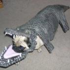 No sabemos si es un perro cocodrilo, o un cocodrilo que se comió a un perro. (via imageshack)