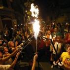Celebración independentista de la Diada el miércoles por la noche en Barcelona.