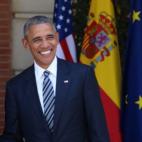 El presidente estadounidense no ha perdido la sonrisa mientras atendían a los reporteros gráficos.