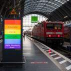 Mensajes en una estación de tren de Frankfurt