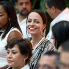 Tanja Nijmeijer, la neerlandesa integrante de la guerrilla colombiana de las FARC, participa de la ceremonia.