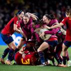 Celebración España femenino en semifinales