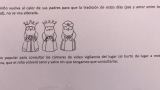 Roban el Niño Jesús del belén del edificio y la presidenta deja un cartel que merece oro, incienso y mirra