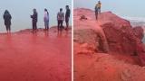Captan la extraña lluvia de sangre que tiñe la playa de rojo por un fenómeno que también ocurre en España