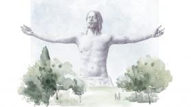 Diseñan un Cristo de 25 metros con un 'corazón vivo' en una de las principales carreteras de Madrid