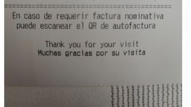 Este ticket de un restaurante de Madrid viene con polémica por lo que se lee al final