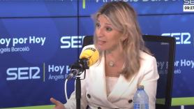 Yolanda Díaz teme por el empleo y la calidad del servicio ante una fusión del BBVA y Sabadell