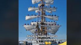 Graban la llegada del barco de la armada colombiana a Barcelona: casi un millón de reproducciones