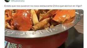 El plato que le han servido en un restaurante chino de Vigo ya no se sabe si es arte o aberración