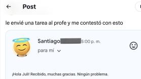 Le manda un mail a su profesor y las tres últimas frases de la respuesta son para leerlas con detenimiento