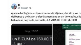 Le llega un Bizum de 150 euros de un desconocido y lo que hace él cruza fronteras