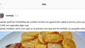 Pide unas chuletillas de cordero que valen 30,50 euros y lo que aparece en el plato provoca cientos de reacciones