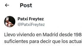 Hay quien ve en este duro tuit del actor Patxi Freytez sobre Madrid un mensaje directo para Ayuso