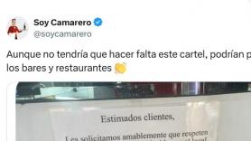 Los dueños de un restaurante colocan este cartel para mandar un recordatorio: tristemente es necesario