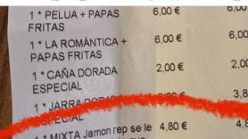 Un hostelero se equivoca y acaba poniendo un mensaje en la cuenta que le cuesta la hoja de reclamaciones