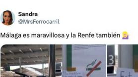 Triunfa al enseñar el cartel que se ha visto en la estación de Málaga