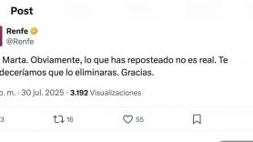 Renfe responde a la imagen que ha circulado en respuesta a Ayuso