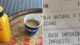 Muestra lo que ha pagado por un café y un zumo y es para atragantarse del susto