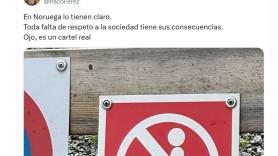 Un español ve este cartel en Noruega y no hay mejor forma de mostrar que allí no se andan con bromas