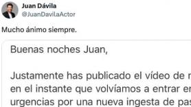 El cómico Juan Dávila triunfa al mostrar el mensaje que le ha llegado de un espectador de su show