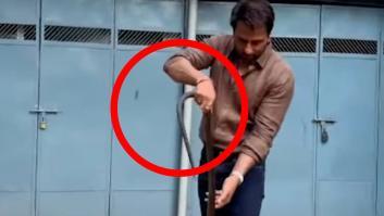 Un actor rescata una serpiente con sus propias manos pero el rescate no acaba como él esperaba
