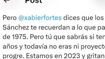 La aplaudida respuesta de Xabier Fortes a este tuit sobre lo que dijo durante los gritos a Sánchez