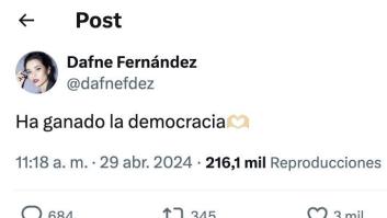 Dafne Fernández cuenta lo que ha tenido que hacer después de poner este escueto tuit