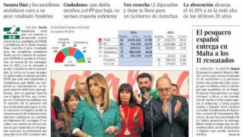 "Hecatombe", "vuelco", "terremoto", "cambio": así habla la prensa de las elecciones andaluzas