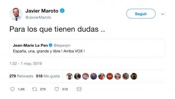 El primer tuit de Maroto tras la debacle del PP se le ha vuelto muy en contra