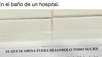 El aplaudido cartel en el baño de un hospital: "Al que se orina fuera..."
