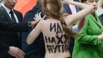 Las activistas de Femen protestan semidesnudas frente a Putin y Merkel (FOTOS)