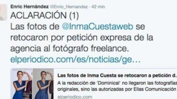 'El Periódico' pide disculpas a Inma Cuesta por el retoque excesivo de sus fotos