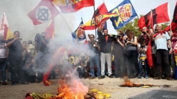 Un centenar de ultraderechistas quema esteladas en Barcelona