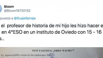 "¿Eres facha?": el polémico test de un profesor de Oviedo a sus alumnos