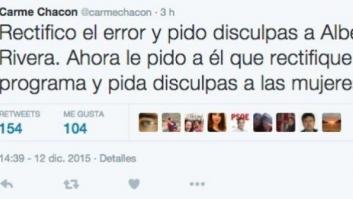 Carme Chacón saca un falso tuit machista de Albert Rivera e incendia Twitter