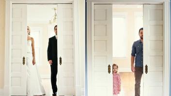 Un padre y su hija recuerdan a su madre fallecida repitiendo las fotos de su boda