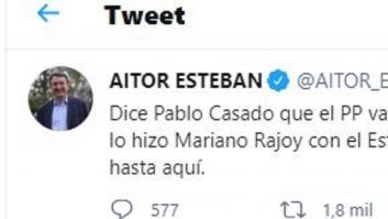 Aitor Esteban avisa a Pablo Casado de lo que puede pasar y se lleva 6.000 'me gusta' en tres horas