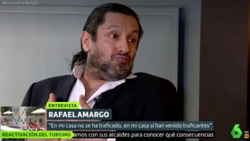 La cara de Rafael Amargo cuando Cristina Pardo le pregunta si han ido ministros a su casa