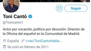 Toni Cantó se cambia la descripción de Twitter y llega Isaías Lafuente y le pilla este fallo
