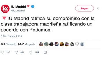 Pitorreo en Twitter con el nombre de la coalición de Podemos e IU en Madrid