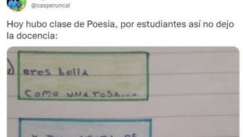 Pide hacer un poema y lo que escribe este alumno triunfa en Twitter: "Maestro poeta"