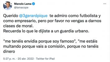 Se arma un importante lío con la respuesta de Piqué a este tuit de Manolo Lama