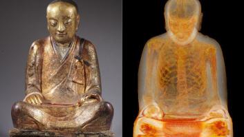 El escáner de esta estatua budista revela que tiene una momia dentro